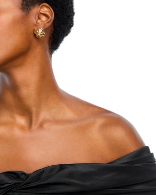 Flower Button Stud Earrings in 14K Yellow Gold