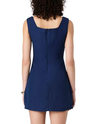 Birdie Linen Blend Square Neck Dress