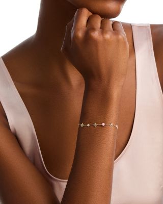 18K Yellow Gold Principessa Pink Opal & Diamond Link Bracelet
