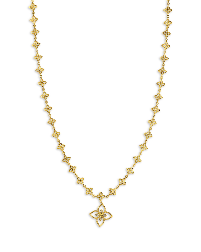 Roberto Coin 18K Yellow Gold Principessa Diamond Flower Pendant Necklace, 15
