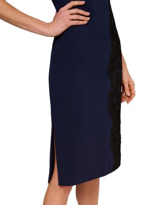 Crepe Asymmetric Neck Midi Dress