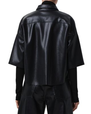 Frances Cropped Faux Leather Shirt