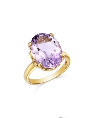 Oval Cut Rose Amethyst Ring in 14K Yellow Gold