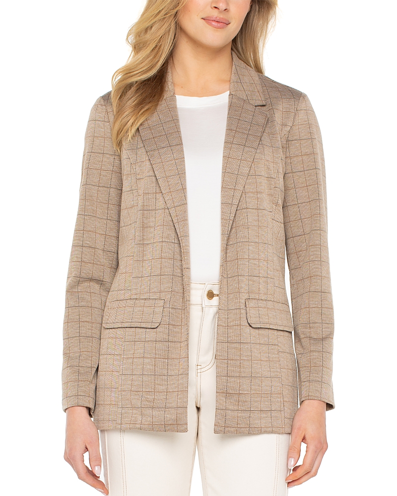 Liverpool Los Angeles Check Open Front Boyfriend Blazer In Neutral