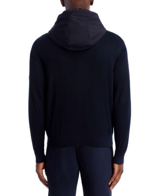 Stockinette Cotton &amp; Travel Nylon Stretch Hooded Cardigan