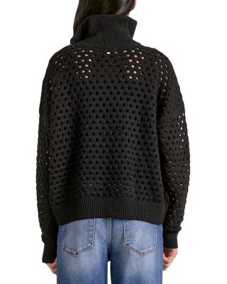 Open Knit Half Zip Sweater