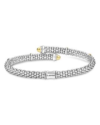 18K Yellow Gold & Sterling Silver Signature Caviar Versa Bypass Bracelet