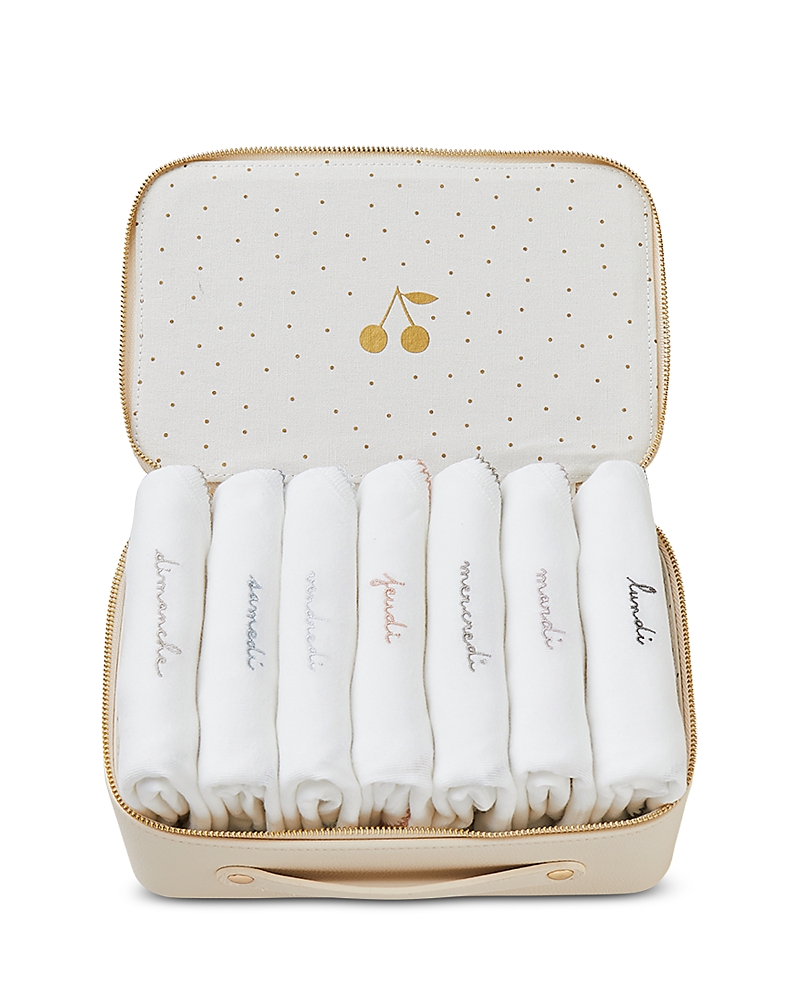 Bonpoint Unisex Days Of The Week Bodysuits, 7 Pack - Baby In White