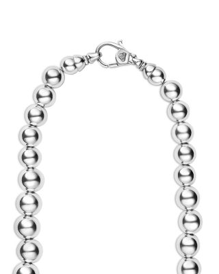 Sterling Silver Caviar Bubbly Graduated Bead Collar Necklace, 18"