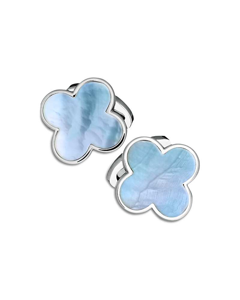 Jan Leslie Blue Mother Of Pearl Clover Cufflinks In Blue