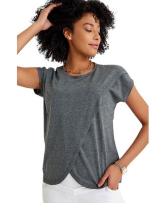 Handy Crossover Short Sleeve Cotton Maternity/Nursing Top