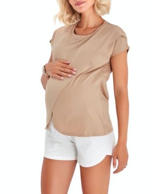 Handy Crossover Short Sleeve Cotton Maternity/Nursing Top