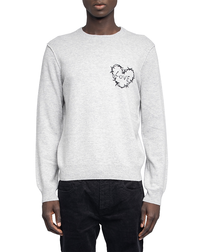 Zadig & Voltaire Kennedy Heart Barbed-wire Detail Sweater In White