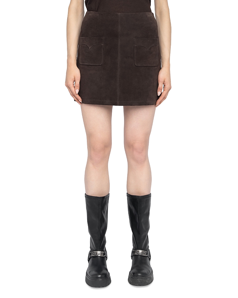 Zadig & Voltaire Jaime Suede Mini Skirt In Brown