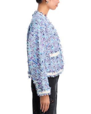 Ribbon Tweed V Neck Jacket - Exclusive