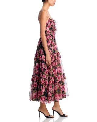 Floral Print Ruched Sleeveless Dress - Exclusive 
