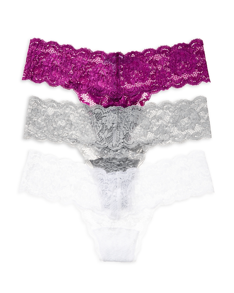 Cosabella Never Say Never Cutie Low-rise Thongs, Set Of 3 In Purple