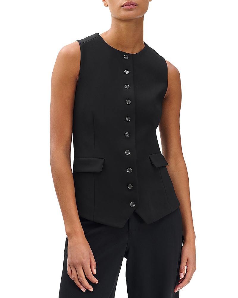 Rag & Bone Irina Ponte Plaid Long Vest In Black