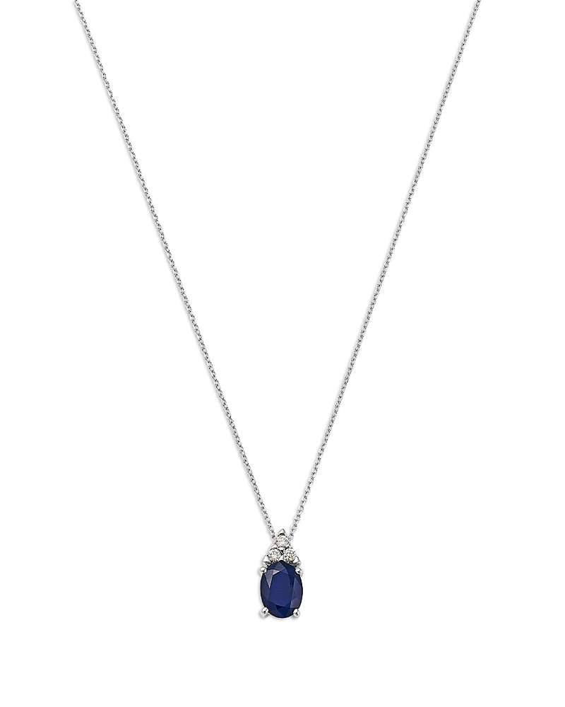 Bloomingdale's Fine Collection Bloomingdale's Fine Jewelry Blue Sapphire & Diamond Pendant Necklace In 14k White Gold, 16