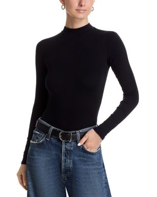 Lauryn Mock Neck Rib Long Sleeve Tee
