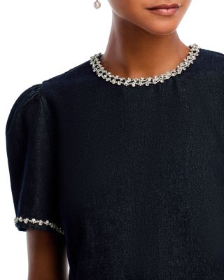 Crystal Denim Short Sleeve Shift Dress - Exclusive