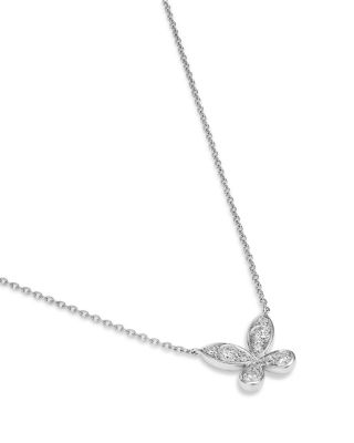 Diamond Butterfly Pendant Necklace in 14K White Gold, 0.25 tcw