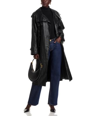 Tony Faux Leather Trench Coat