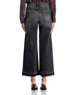 Rafaella Cropped Wide Leg Jeans in Washed Black