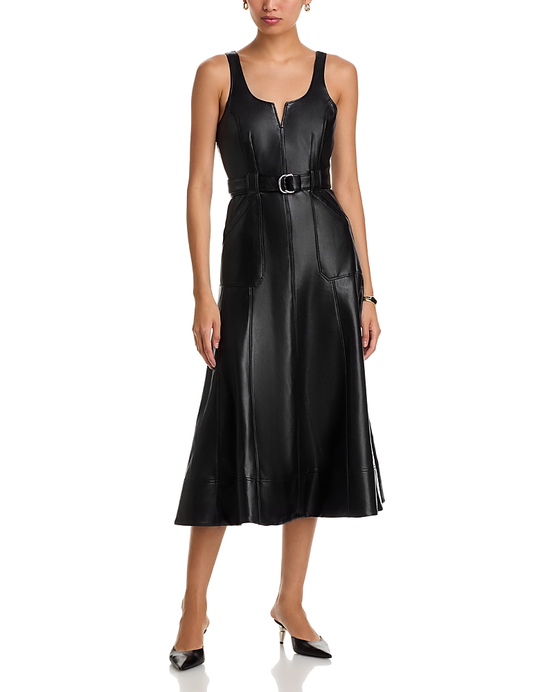 Cinq À Sept Cinq A Sept Portia Faux Leather Midi Dress In Black