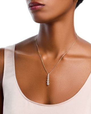 Certified Lab Grown Diamond Linear Pendant Necklace in 14K Yellow Gold, 2.0 tcw