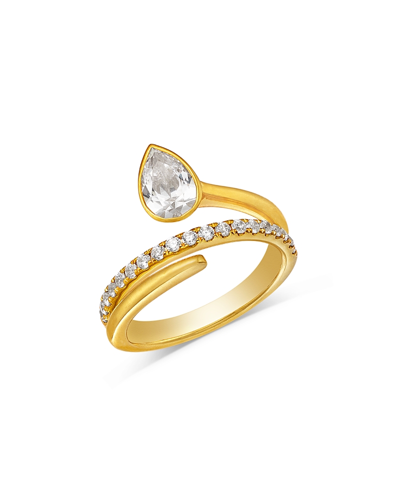 Bloomingdale's Fine Collection Certified Lab Grown Diamond Pear & Round Bypass Ring In 14k Yellow Gold, 1.0 Tcw In Gold