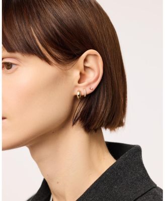  Solid Yellow Gold Bold Huggie Hoops Earrings