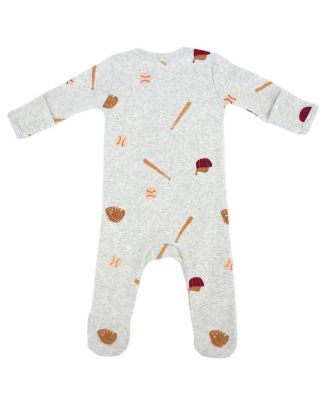 Unisex Baseball Print Zipper Footie - Baby