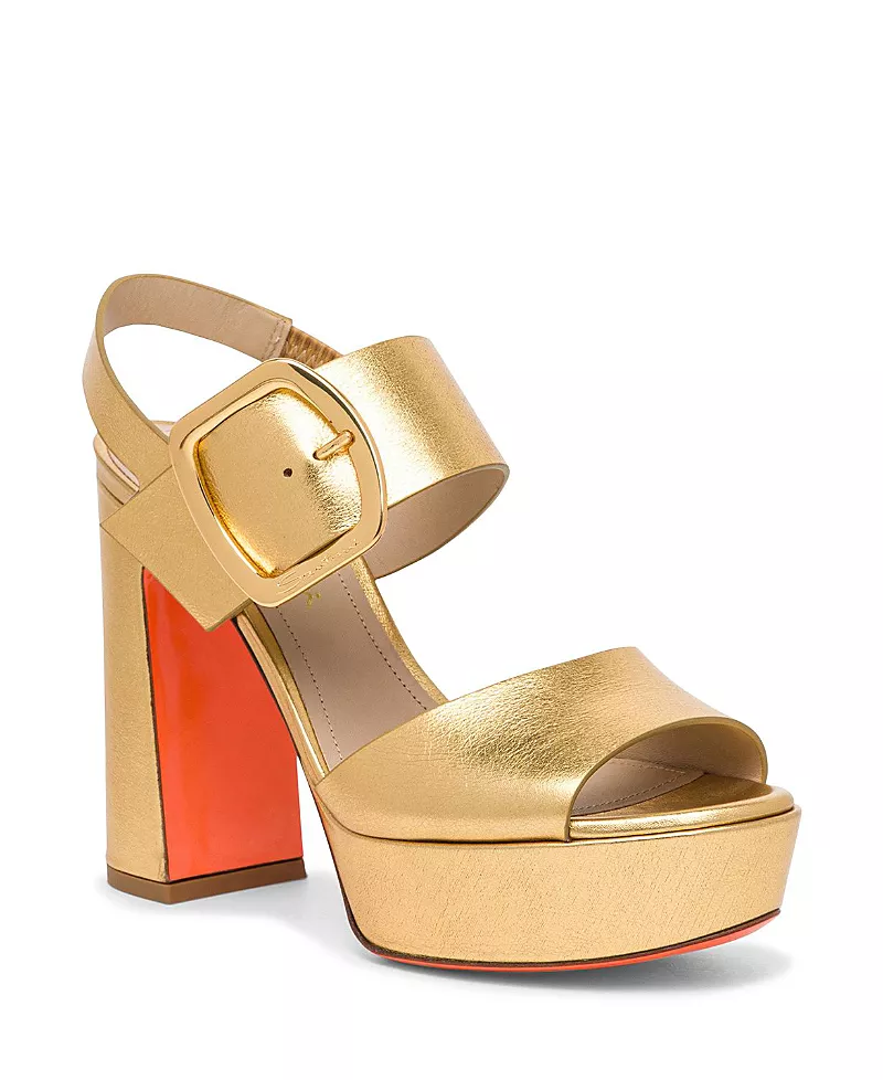 Santoni Women's Laminated Leather High-Heel Sandal
