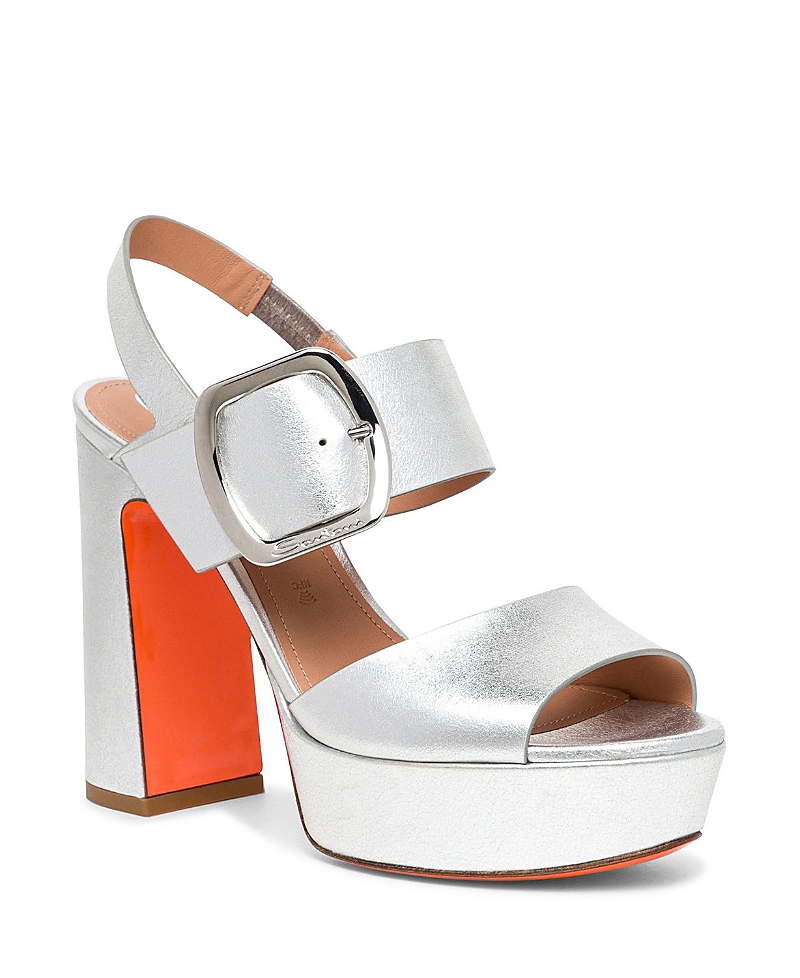 Santoni Women's Laminated Leather High-heel Sandal
