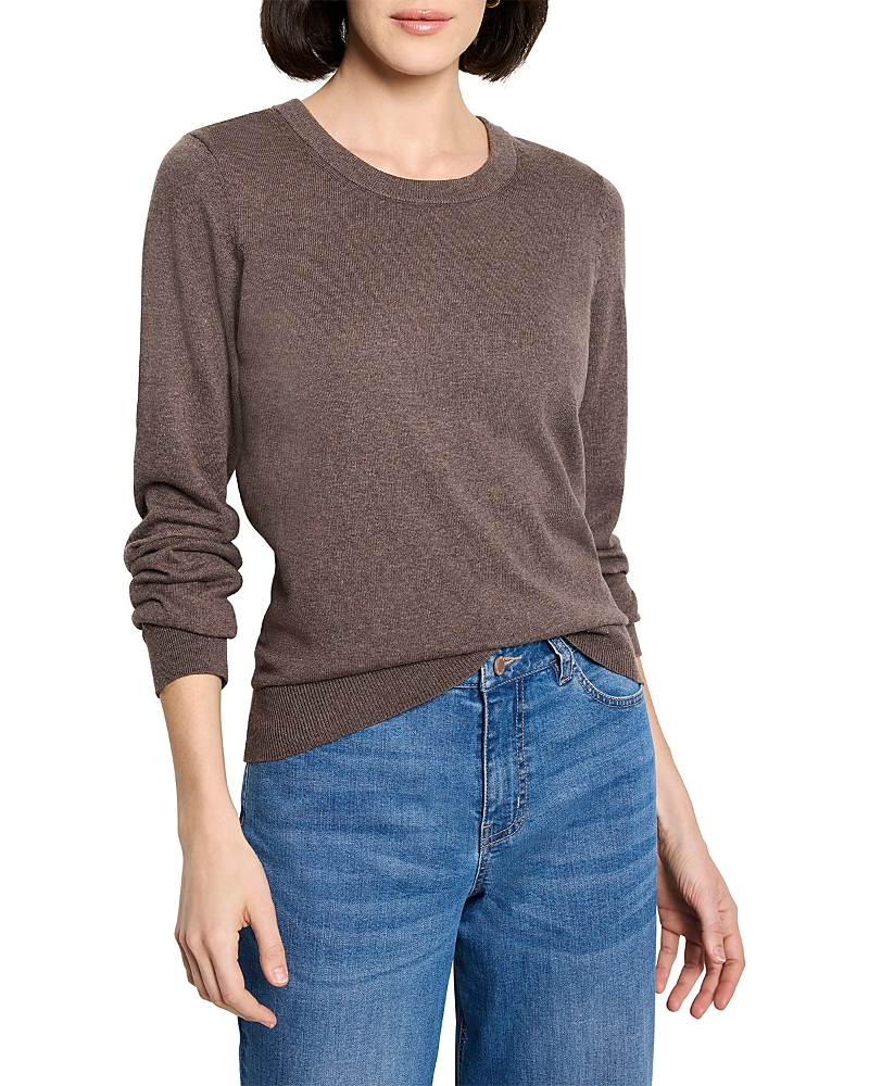 Nic + Zoe Nic+zoe Crewneck Long Sleeve Sweater In Brown