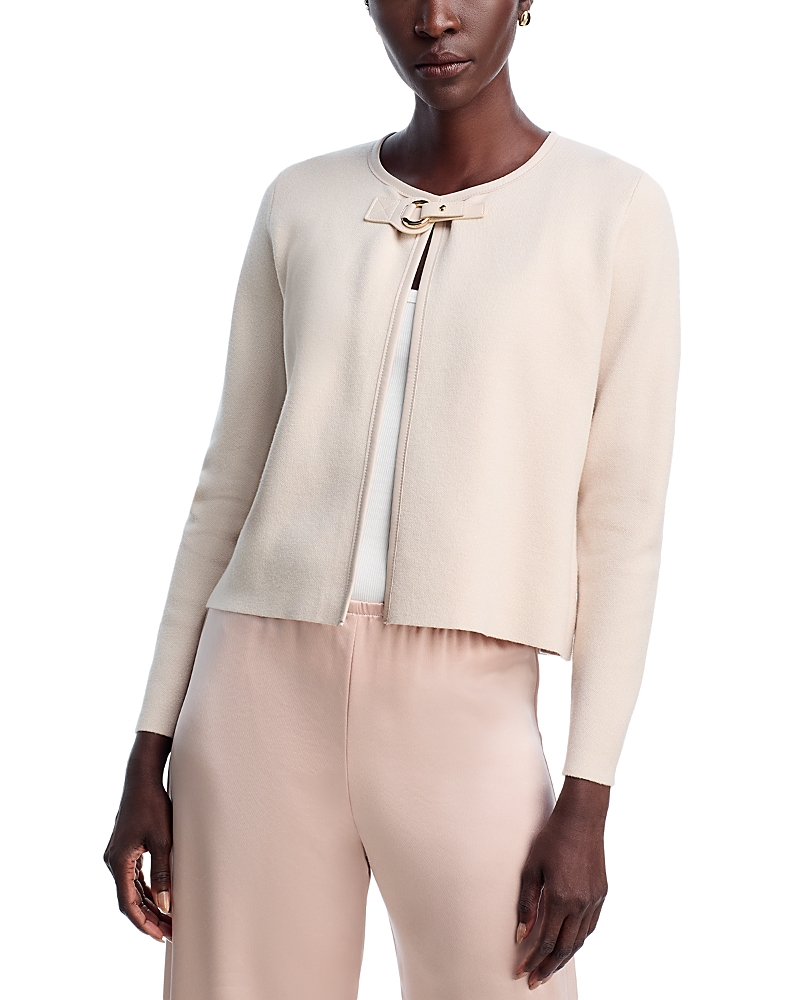 Sioni Faux Leather Toggle Cardigan In White