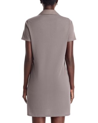 Rib Dress with Woven Placket 