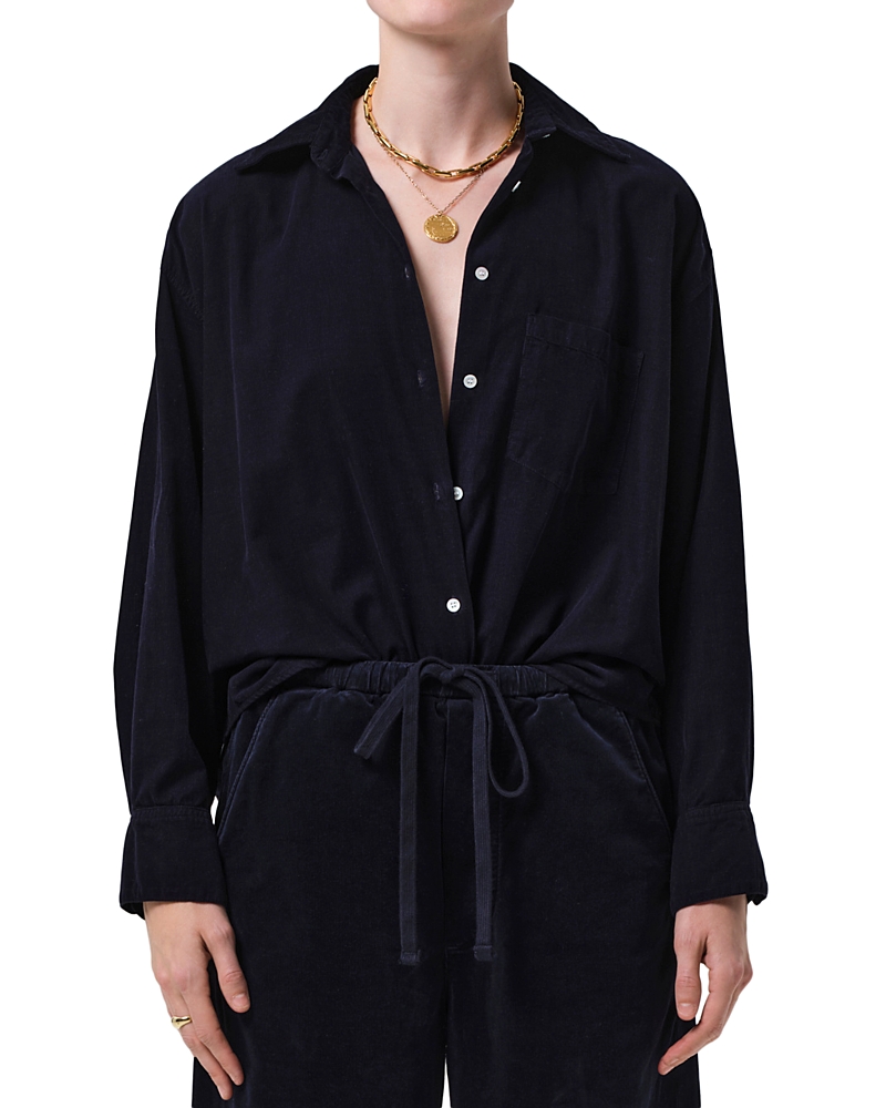 Citizen Of Humanity Citizens Of Humanity Kayla Oversize Corduroy Button-up Shirt In Black