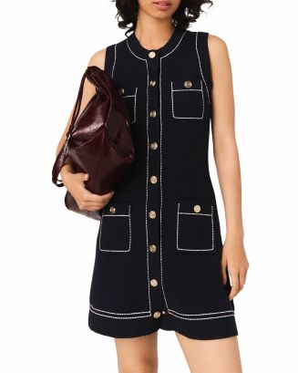 maje knit dress with contrasting topstitching Topstitched Shift published: October2024