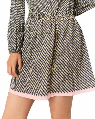 Patterned Pleated Dress