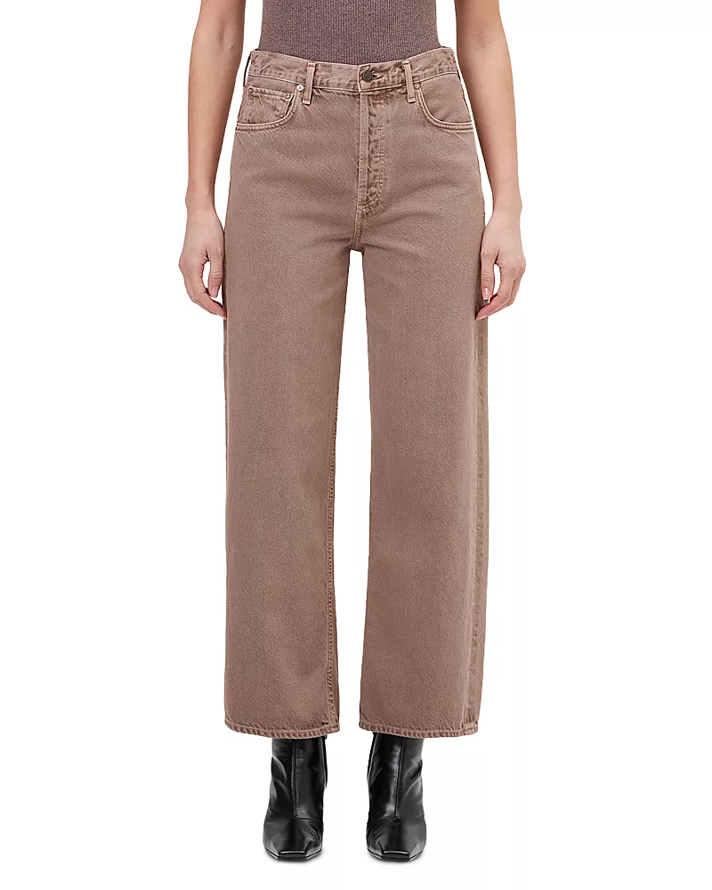 Agolde Ren High Rise Wide Leg Ankle Jeans in Ceramic