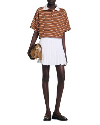 Striped Rhinestone Polo Tee