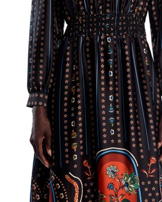 Long Sleeve Split V Neck Midi Dress