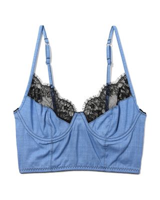 x Lexi Wood Katrina Denim & Lace Underwired Longline Bra