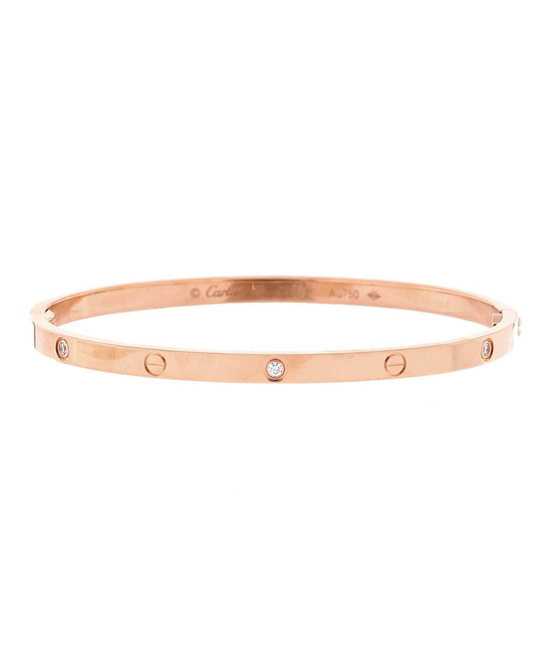 Pre-owned Pre-owned Cartier Cartier Small Love 6 Diamond Bracelet 18k Rose Gold And Diamonds
