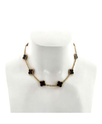 Vintage Alhambra 10 Motifs Necklace 18K Gold and Onyx