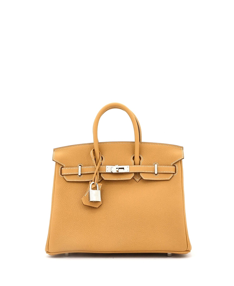 Pre-owned Pre-owned Hermes Hermes Birkin 25 Handbag Brown Clemence With Palladium Hardware