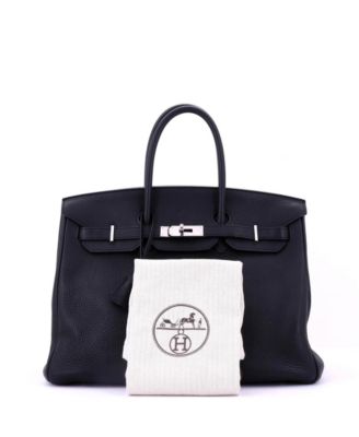 Birkin 35 Handbag Black Clemence with Palladium Hardware