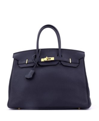 Pre-Owned HERMÈS - Birkin 35 Handbag Blue Togo with Gold Hardware